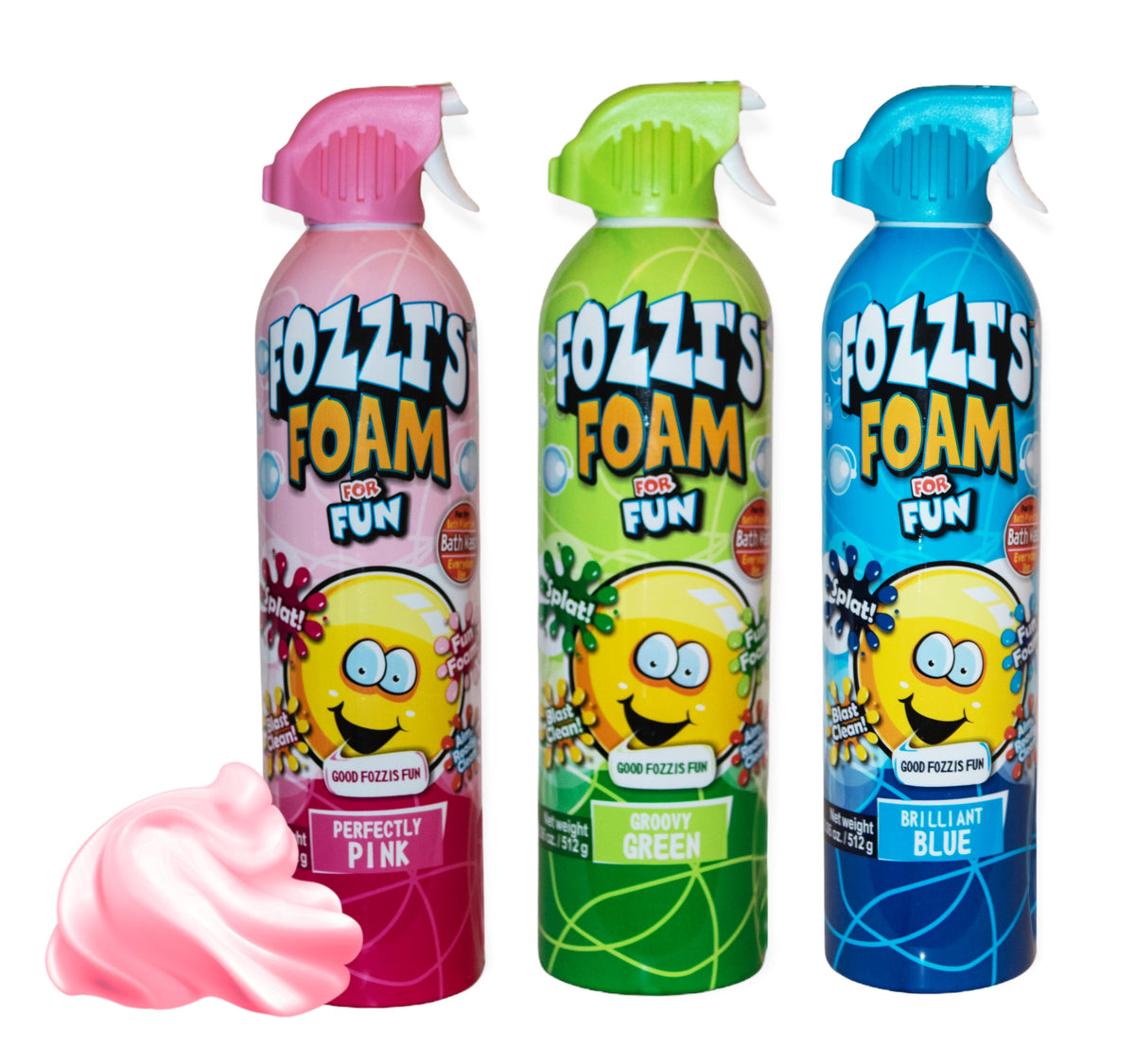 Fozzi's Bath Foam Spray for Kids 11.04 oz, in Blue, Green or Pink colo –  Fozzi's Fun